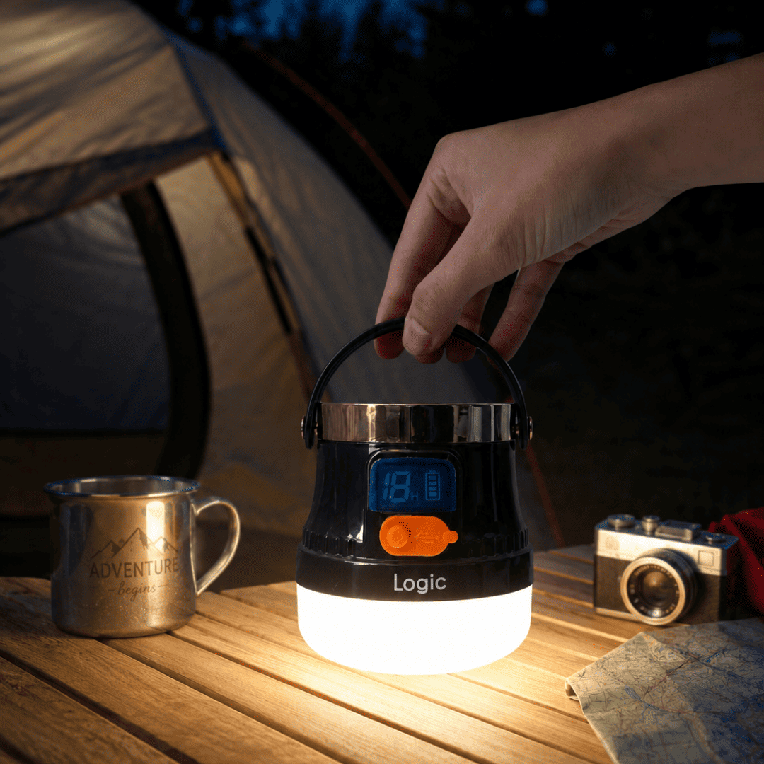 Linterna LED recargable Felibox 50W, luz portátil de alta potencia para camping, emergencias y exterior e interior.