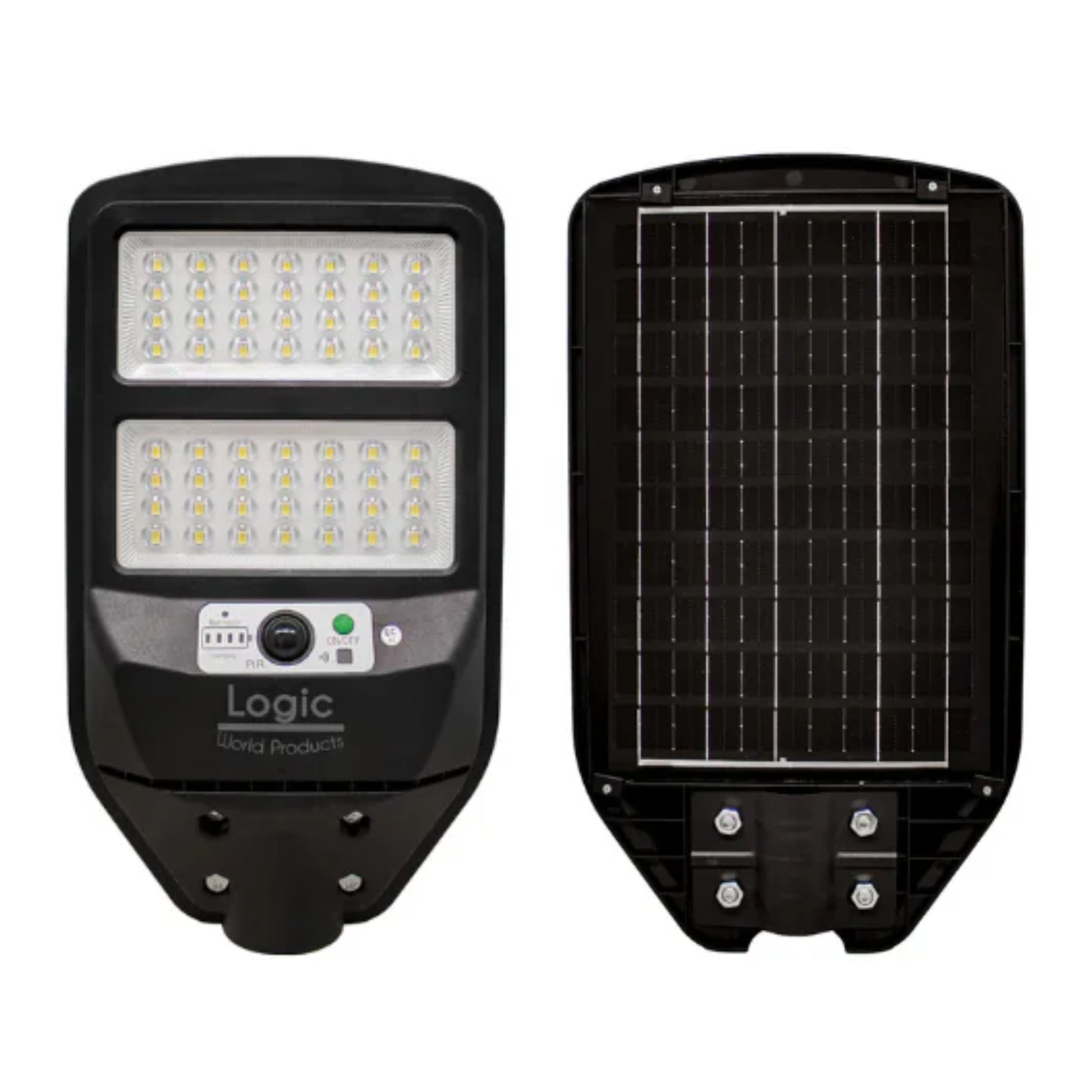 Panel solar trasero de luminaria solar peatonal 100W con sensor de movimiento para carga eficiente durante el día.