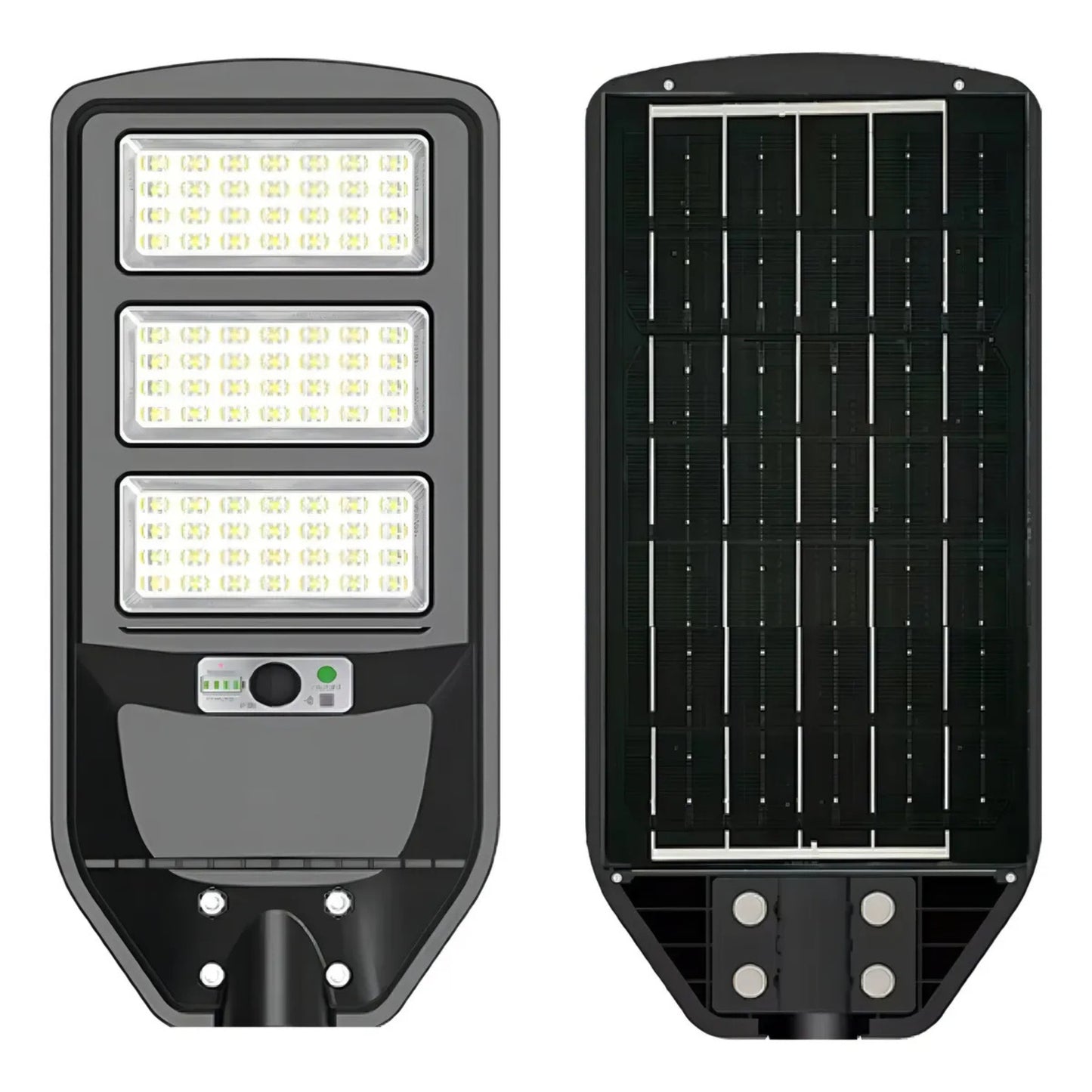 Panel solar trasero de luminaria solar peatonal 150W con sensor de movimiento para carga eficiente durante el día.
