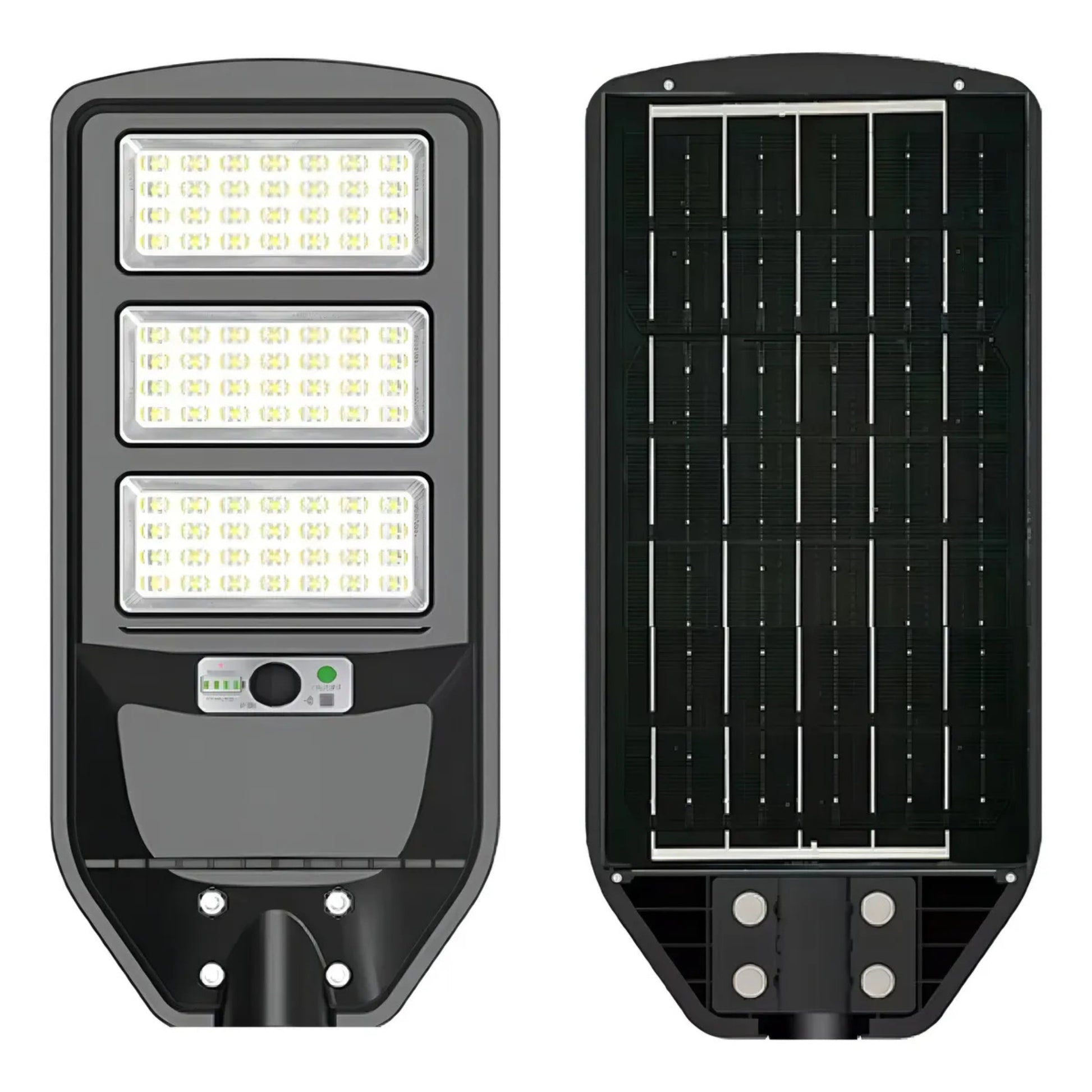 Panel solar trasero de luminaria solar peatonal 150W con sensor de movimiento para carga eficiente durante el día.