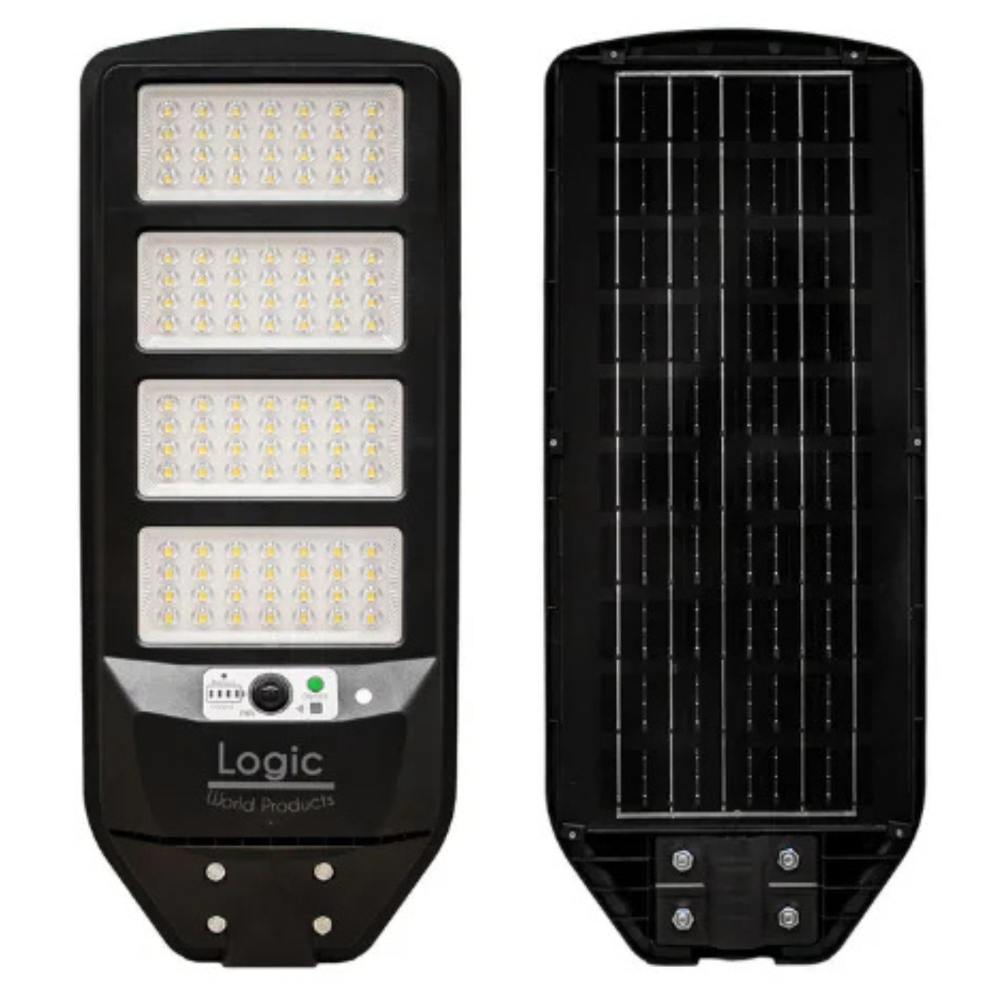 Panel solar trasero de luminaria solar peatonal 200W con sensor de movimiento para carga eficiente durante el día.
