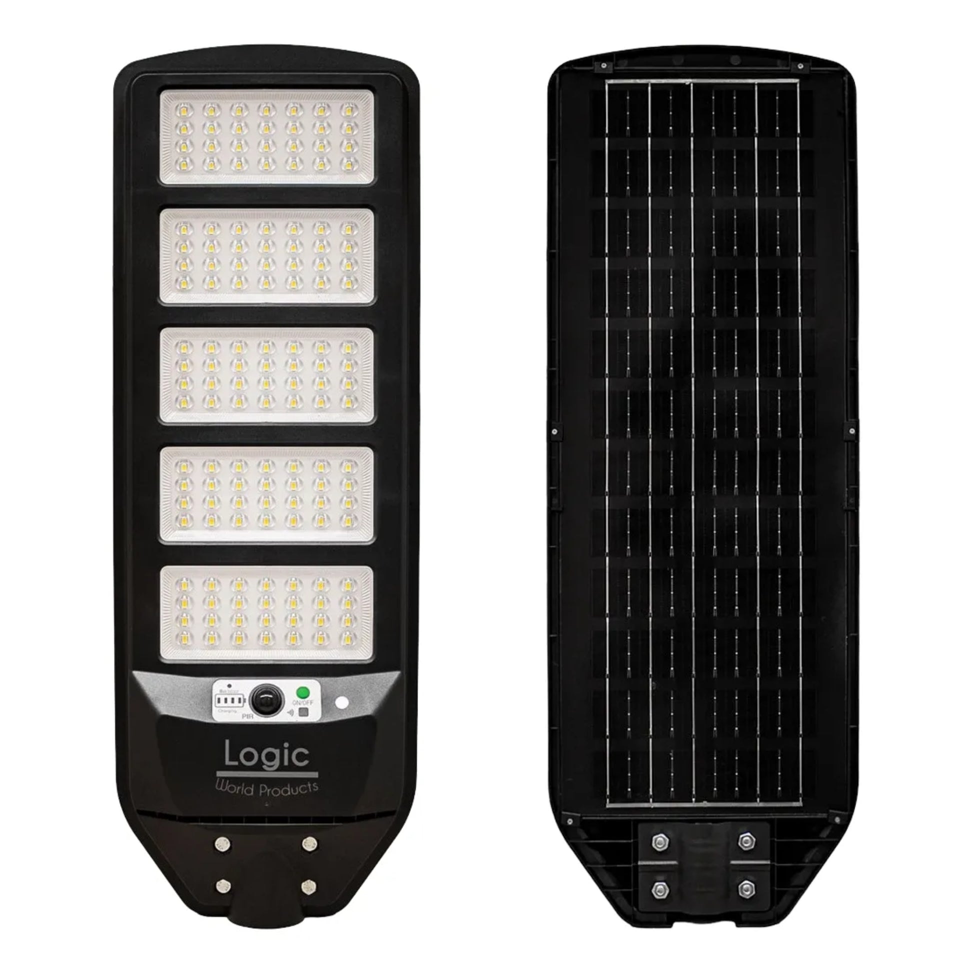 Panel solar trasero de luminaria solar peatonal 250W con sensor de movimiento para carga eficiente durante el día.