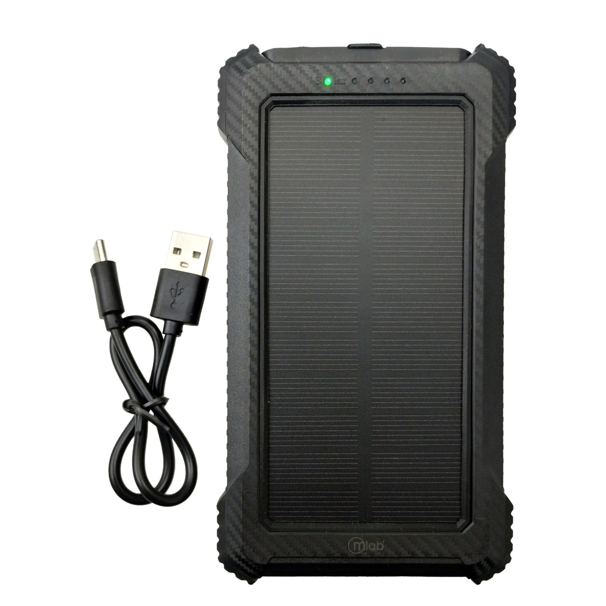 Power bank solar 10000 mAh con cable USB incluido para carga rápida