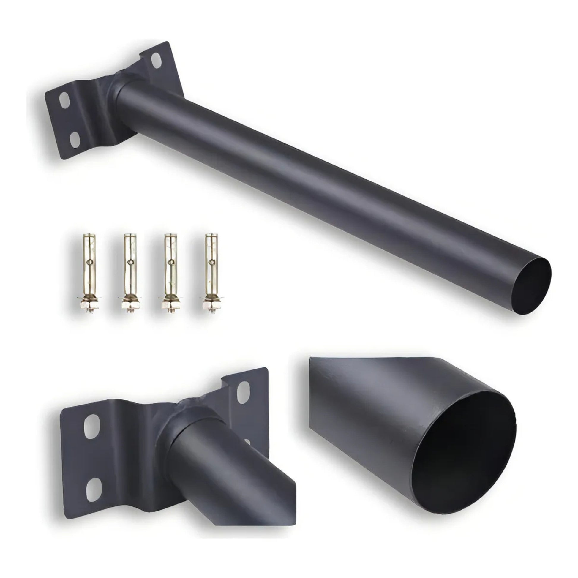 Soporte metálico con anclajes para instalación de luminaria solar peatonal con sensor de movimiento.